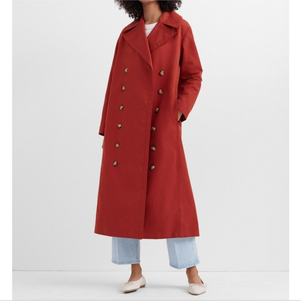 Club Monaco Ohdette Long Trench Coat Jacket Brick Red Sz L - Picture 12 of 13